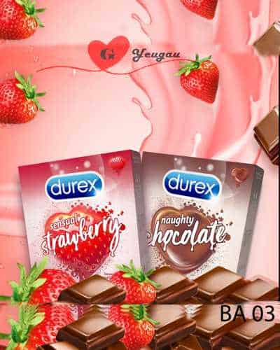 Bao cao su Durex Chocolate Strawberry hộp 3 cái ngọt ngào