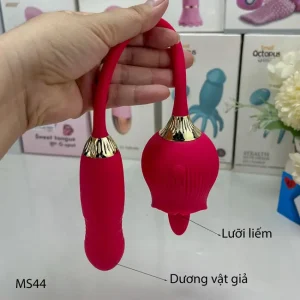 Sextoy 2 trong 1 gồm lưỡi rung và cu giả