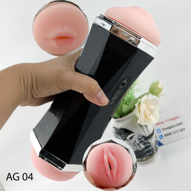Âm đạo giả cầm tay JIUAI thiết kế 2 đầu bím và miệng như thật